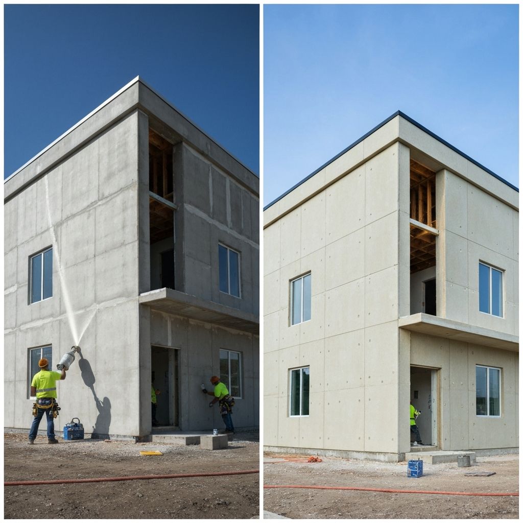 Spray foam insulation before and after